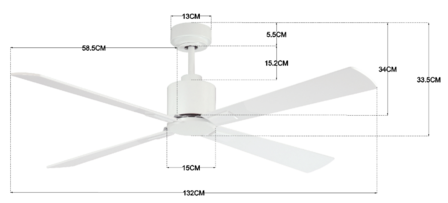 Beacon Airfusion Climate plafondventilator wit 132 centimeter maten