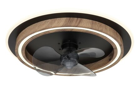 Globo Bozan LED plafondventilator met verlichting hout/zwart 50 cm