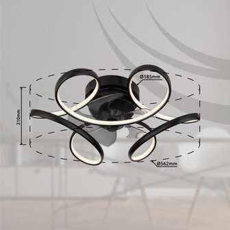 Globo Loris LED plafondventilator met verlichting zwart 56 cm