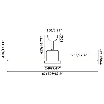 Faro Barcelona 33461A Andoris XXL plafondventilator afmetingen
