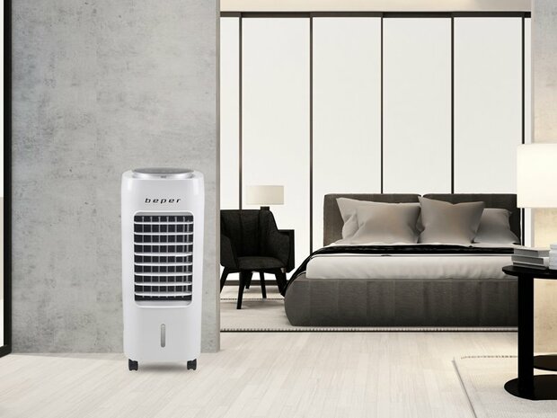 Beper P206RAF100 mobiele aircooler met touchpanel in woonkamer