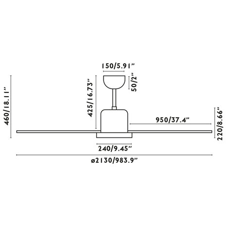 Faro Barcelona 33461A Andoris XXL plafondventilator afmetingen